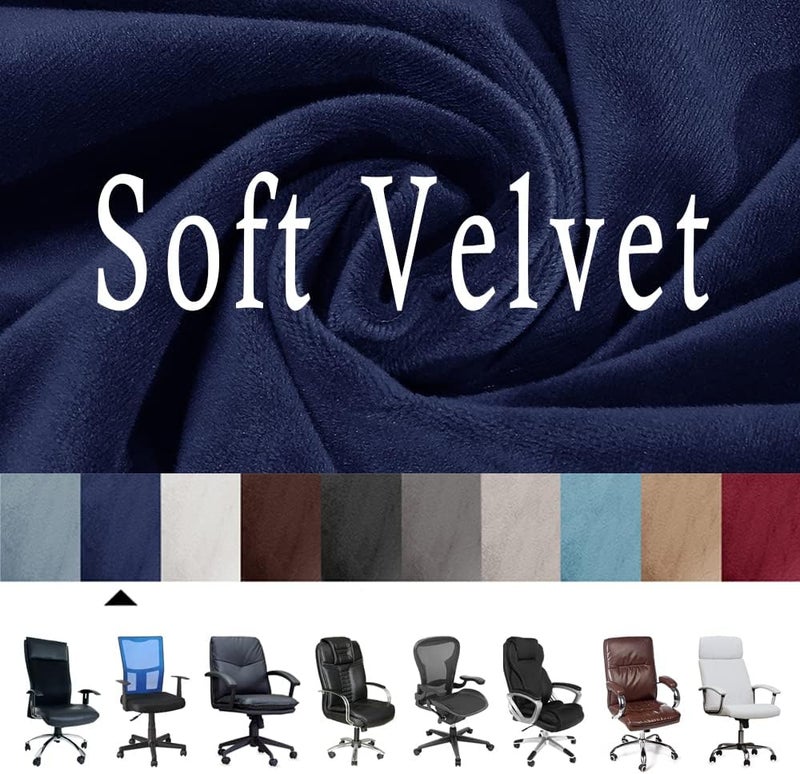 ITFRO 3 Piece Office Chair Cover with Armrest Covers Velvet Computer Desk Chair Cover with Zipper Universal Rotating Gaming Chair Slipcover High Back Chair Seat Protector (Royal Blue) - Image 2